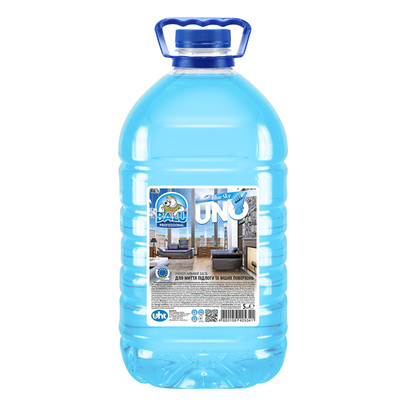 Універсальний засіб для миття підлоги та інших поверхонь BALU® UNO «Blue Sky», ПЕТ - пляшка 5000 мл